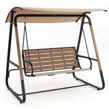 Tangkula 3 Person Porch Swing with Canopy Removable Cushion