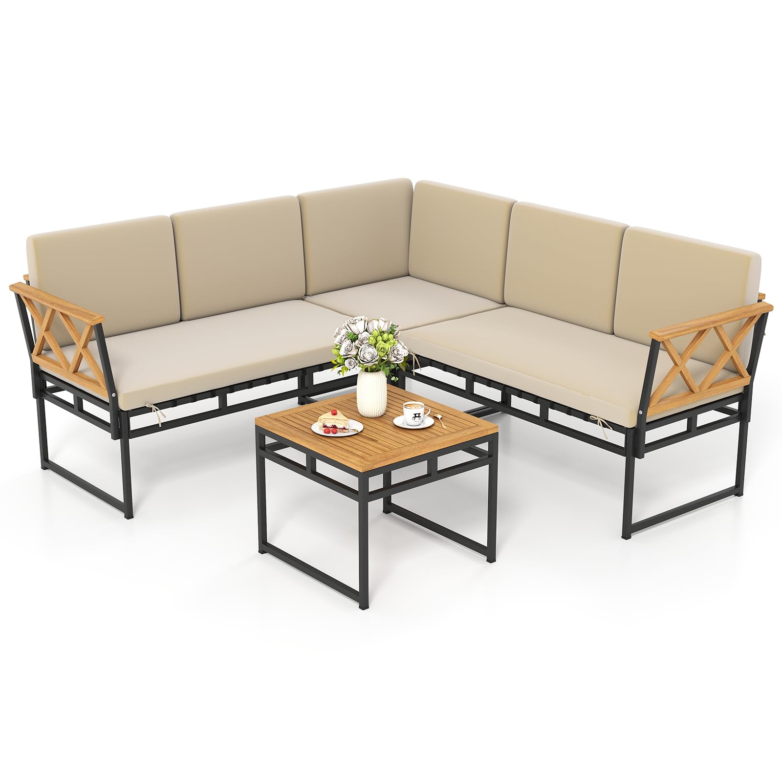 Tangkula L Shaped Outdoor Sectional Sofa Set