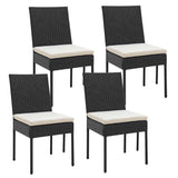 Tangkula Wicker Patio Chairs Set of 4 Armless Rattan Outdoor Dining Chairs with Cushions