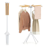 Tangkula 4 Legs Foldable Clothes Drying Rack with 8 Bamboo Hanging Rods and 40 Hanger Slots
