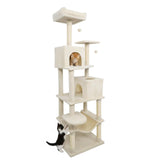 Tangkula Multi-level Cat Tree Modern Cat Tower with Upholstered Perch and 2 Cat Condo