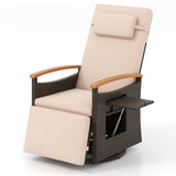 Tangkula Patio Rattan 360 Degree Swivel Recliner Chair, Wicker Lounge Chair w/Adjustable Backrest & Footrest