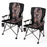 Tangkula Folding Camping Chair, Portable Camp Chair with Padded Seat, Cup Holder, Armrest, Heavy Duty Metal Frame