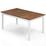 Tangkula 60" Rectangular Dinner Table with Solid Rubber Wood Legs