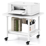 Tangkula 2-Tier Printer Stand, Under Desk Rolling Printer Cart with 2 Storage Shelves