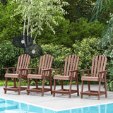 Tangkula Outdoor Bar Stool, HDPE Tall Adirondack Chair with Armrest & Footrest