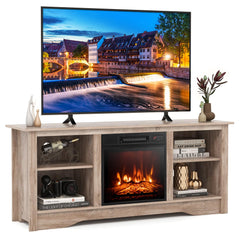 Tangkula TV Stand with 18” Electric Fireplace, for Flat Screen TVs Up to 65” with Adjustable Shelves