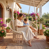 Tangkula 2-Person Hanging Hammock Chair Boho Style Macrame Hammock Swing