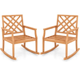 Tangkula Teak Wood Rocking Chair, Oversized Porch Rocker with Backrest and Slatted Seat (1/2, 32 x 28 x 35 Inch)