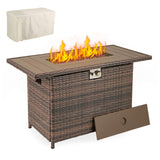 Tangkula 44.5 Inch Propane Fire Pit Table with Metal Slatted Tabletop & Stainless Steel Burner