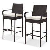 Patio Wicker Barstools Set of 2 - Tangkula