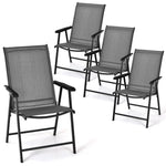 Set of 2 Patio Folding Chairs, Grey - Tangkula