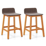 Tangkula Solid Acacia Wood Bar Stools Set of 2/4