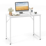 Tangkula Computer Laptop Desk, Heavy Duty Metal Frame Writing Desk (White)