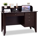 Tangkula 48" Computer Desk with 4 Storage Drawers & Hutch, Home Office Desk Vintage Desk