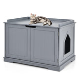 Tangkula Litter Box Enclosure, Cat Litter Box Furniture Hidden, Nightstand Pet House with Double Doors