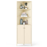 Tangkula 68 Inch Tall Corner Cabinet with 5 Shelves and 2 Fluted Doors for Bathroom