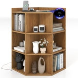 Tangkula 9 Cube Corner Bookshelf with Charging Station