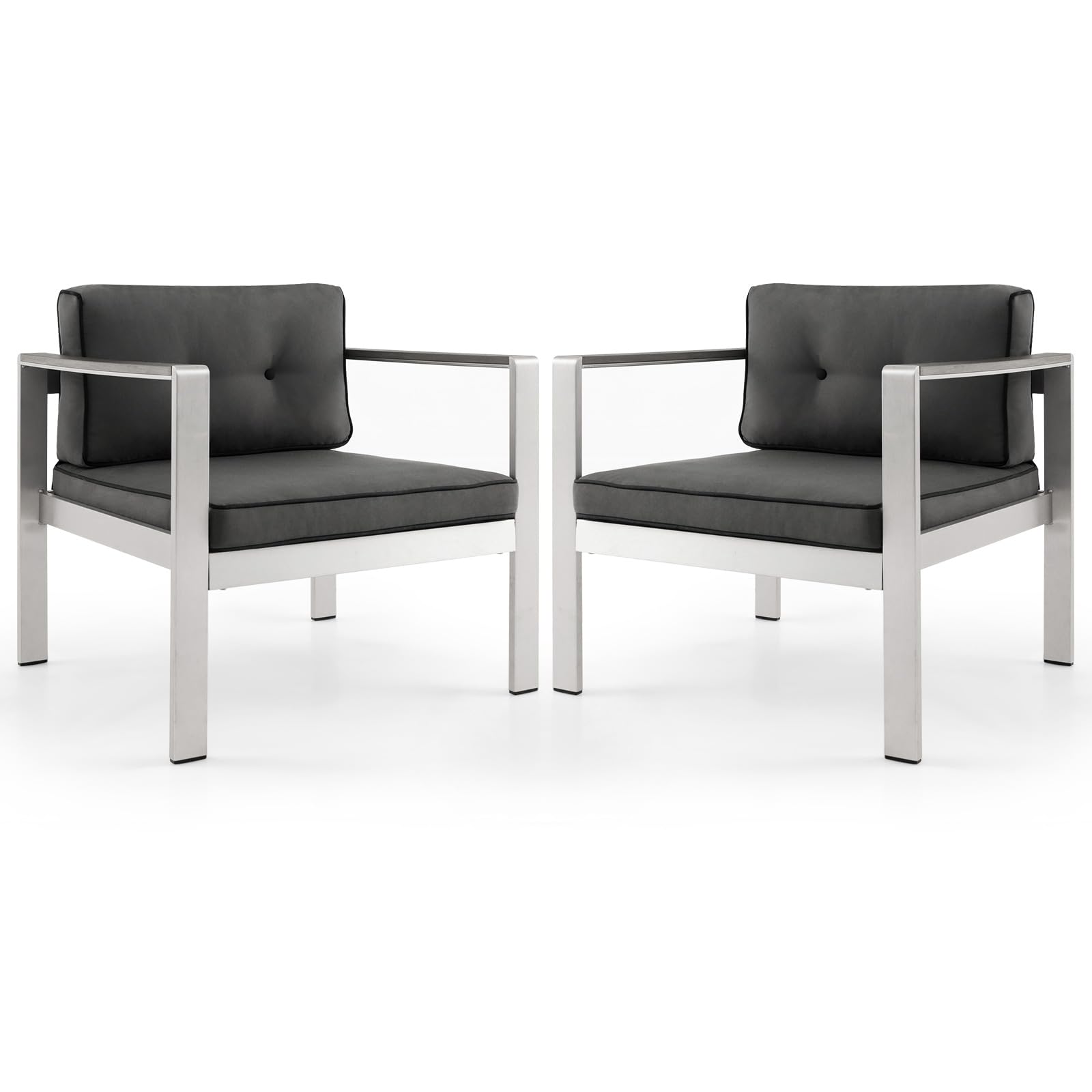 Aluminum Outdoor Patio Armchair with Cushions - Tangkula