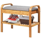 Tangkula 2 Tier Sturdy Shoe Rack with Flip Top Storage Space and Padded Cushion