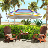 Tangkula 6.5 FT Beach Umbrella UPF50+ Portable Outdoor Table Umbrella for Sand with Tilt Adjustment