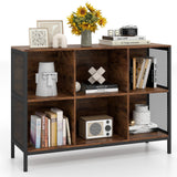 Tangkula 6 Cube Bookcase with Heavy-Duty Metal Frame for Home Office