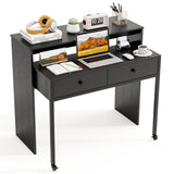 Tangkula Extendable Computer Desk with 2 Storage Drawers