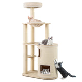 Tangkula 60 Inch Multi-Level Modern Wooden Cat Tower with 2-Story Condo