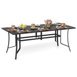 Tangkula Rectangle Patio Dining Table for 8 with Umbrella Hole