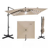 Tangkula 10ft Offset Cantilever Outdoor Umbrella 32 LED Lights