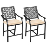 Tangkula Counter Height Patio Bar Chairs with Cushions for Garden