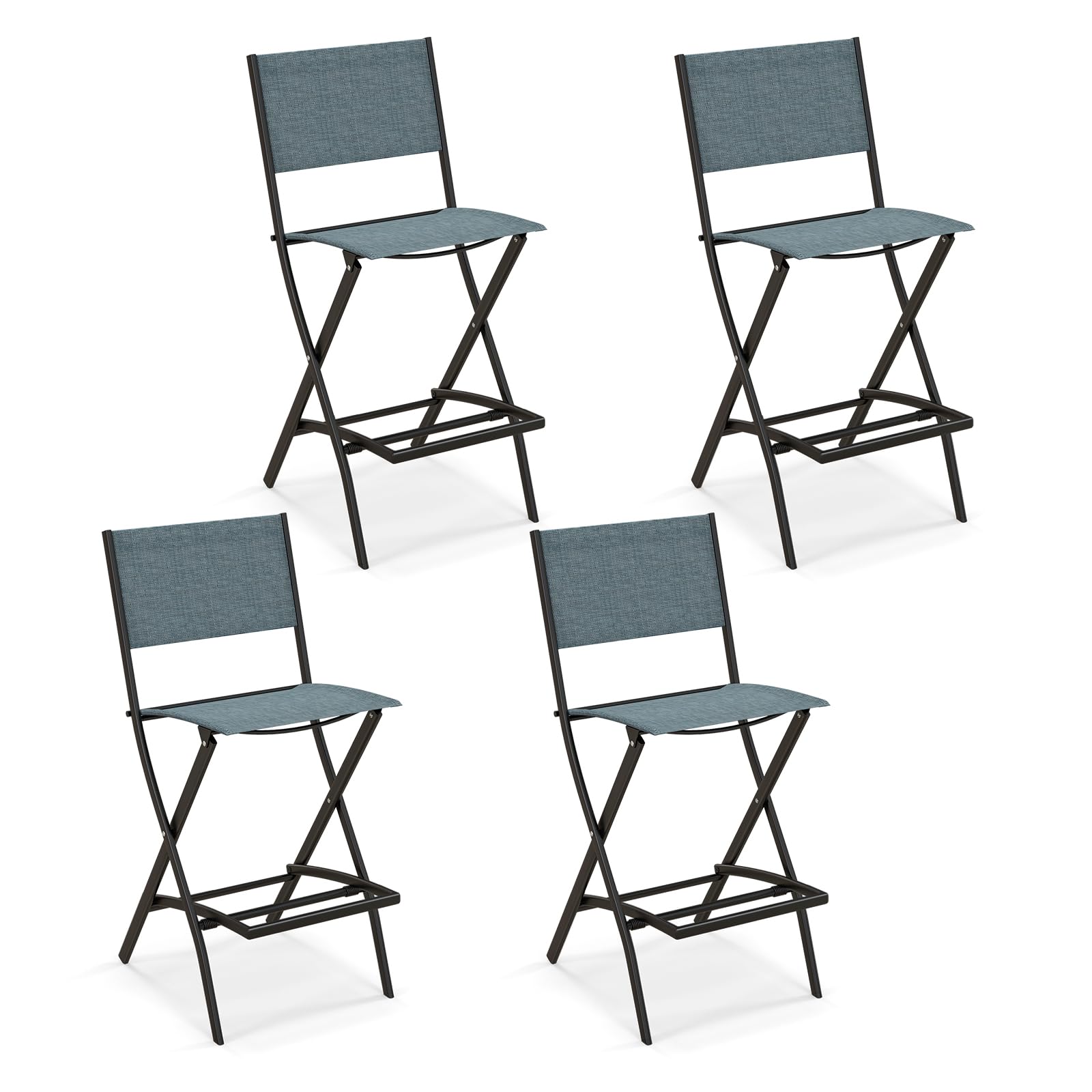 Counter Height Folding Bar Chairs with Back and Footrest - Tangkula