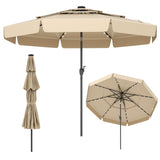 Tangkula 3 Tiers Scalloped Outdoor Table Market Umbrella with 32 LED Lights