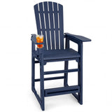 Tangkula Outdoor Bar Stool All-Weather HDPE Tall Adirondack Chair with Backrest