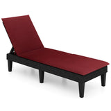 Tangkula Patio Lounge Chair with Cushion, Rattan Textured Chaise Lounger for Poolside, Backyard, Porch