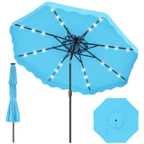 Tangkula 9.5/10.5 FT Solar Patio Umbrella with 24 LED Lights