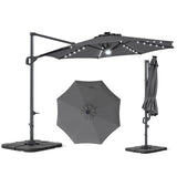 Tangkula 10 FT Solar Patio Umbrella with Base Included
