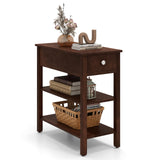 Tangkula Narrow End Table 24.5”H Farmhouse Side Table with Drawer