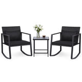 Tangkula 3 Pieces Outdoor Rocking Chairs Set