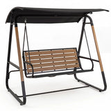 Tangkula 3 Person Porch Swing with Canopy Removable Cushion