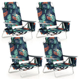 Tangkula Set of 2 Backpack Beach Chair, 5-Position Lay Flat Beach Chairs with Cooler Bag