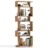 Tangkula 6 Tier S Shaped Bookshelf with Anti Toppling Device