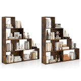 Tangkula 10 Shelves Bookshelf, L Shaped Freestanding Ladder Corner Bookshelf