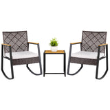 Tangkula 3 Pieces Outdoor Rocking Chairs Set