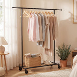 Tangkula Rolling Clothes Rack with Extendable Hanging Rods (41"-61.5" L)