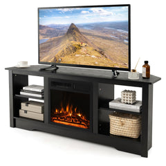 Tangkula 58” Fireplace TV Stand, Home Entertainment Center with 18” 1500W Electric Fireplace
