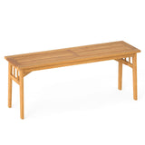 Tangkula Outdoor Acacia Wood 48” Patio Dining Bench with Slatted Seat