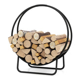 Tangkula 20" Round Heavy-duty Metal Curved Log Rack with U shaped Stand