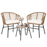 Tangkula 3 Pieces PE Rattan Patio Furniture Set