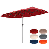 Tangkula 13 FT Large Patio Umbrella w/LED Solar Lights